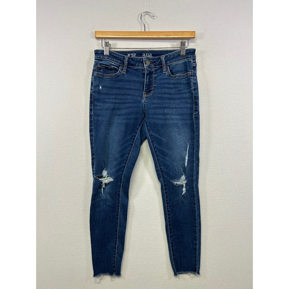 a.n.a‎ Distressed Raw Hem Women 4P Blue Mid Rise Jegging Distressed Raw Hem